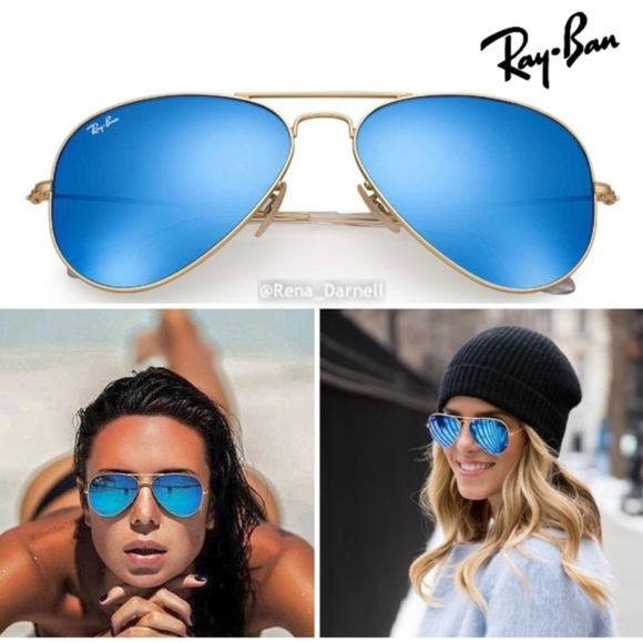 Blue Mirror RayBan Aviator RB3025 New - Picture 9 of 13